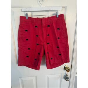 Orvis Red Black Elephant Embroidered Chino Shorts sz 32 EUC